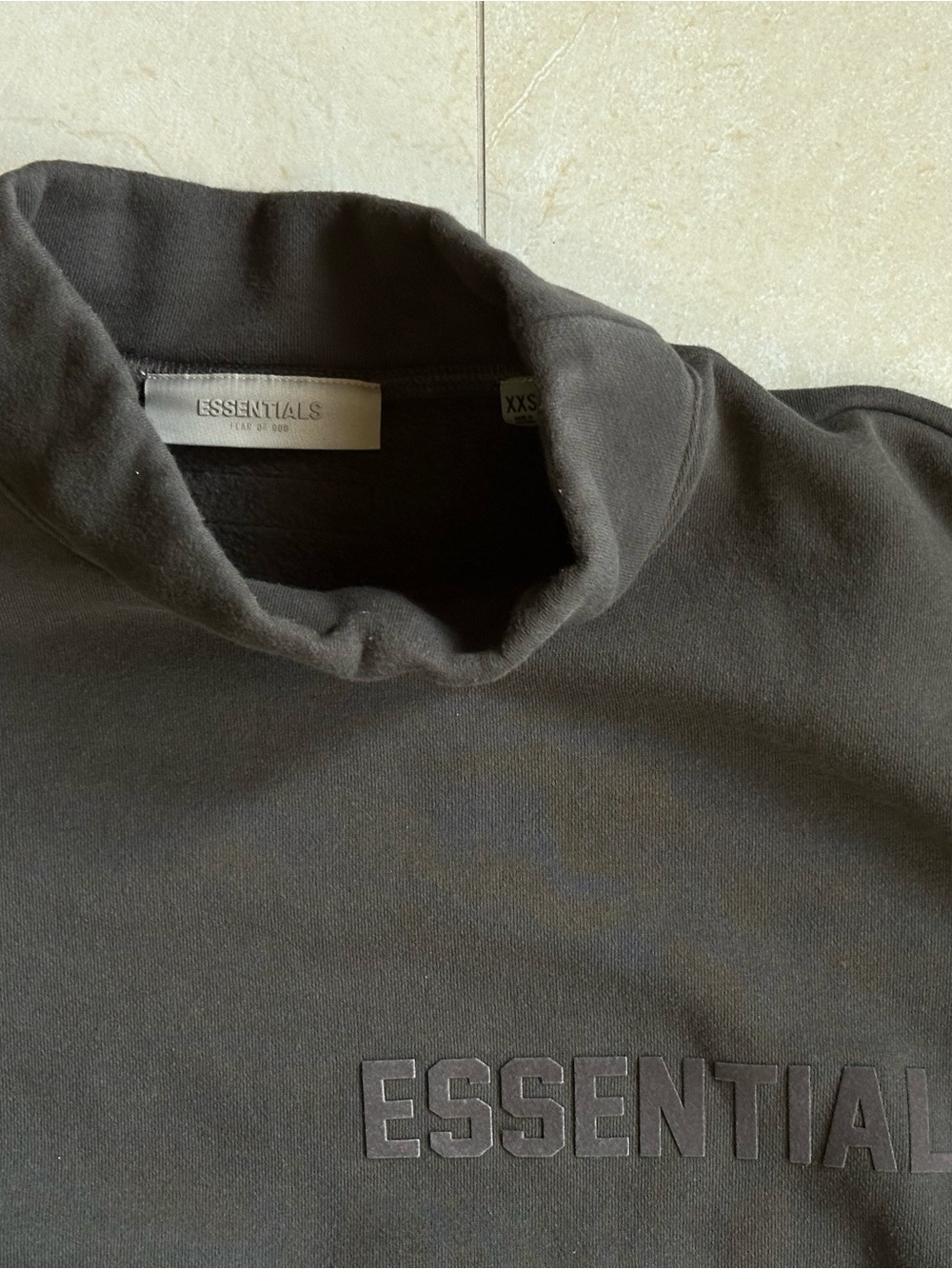 ESSENTIALS Olive Green Mock Neck Pullover